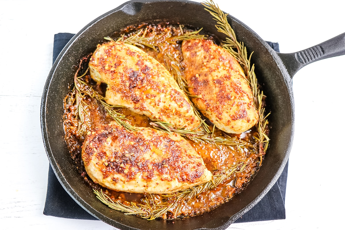 cooked chicken in skillet