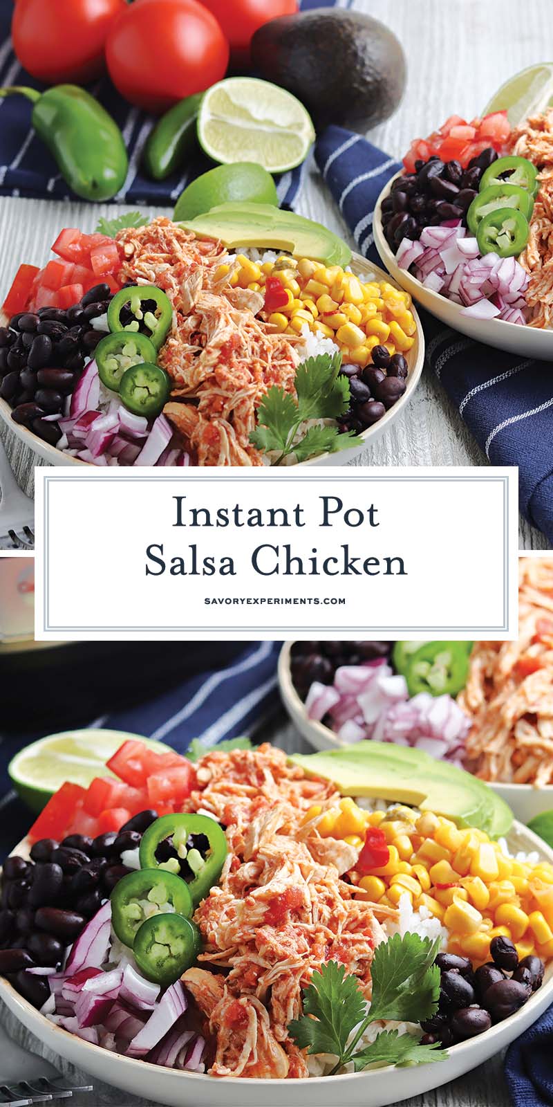 collage of instant pot salsa chicken for pinterest