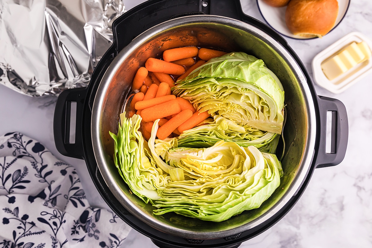 cabbage, carrots and potatoes in the instant pot
