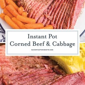 collage of instant pot corned beef and cabbage