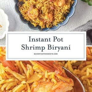 collage of shrimp biryani for pinterest