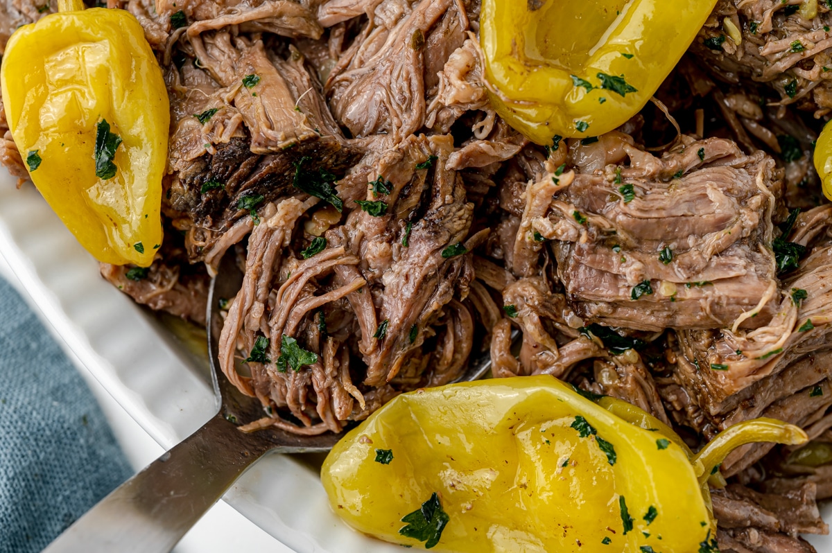 close up of dish if pot roast