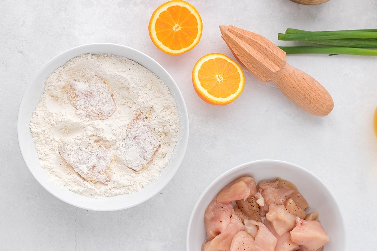 chicken dredged in flour