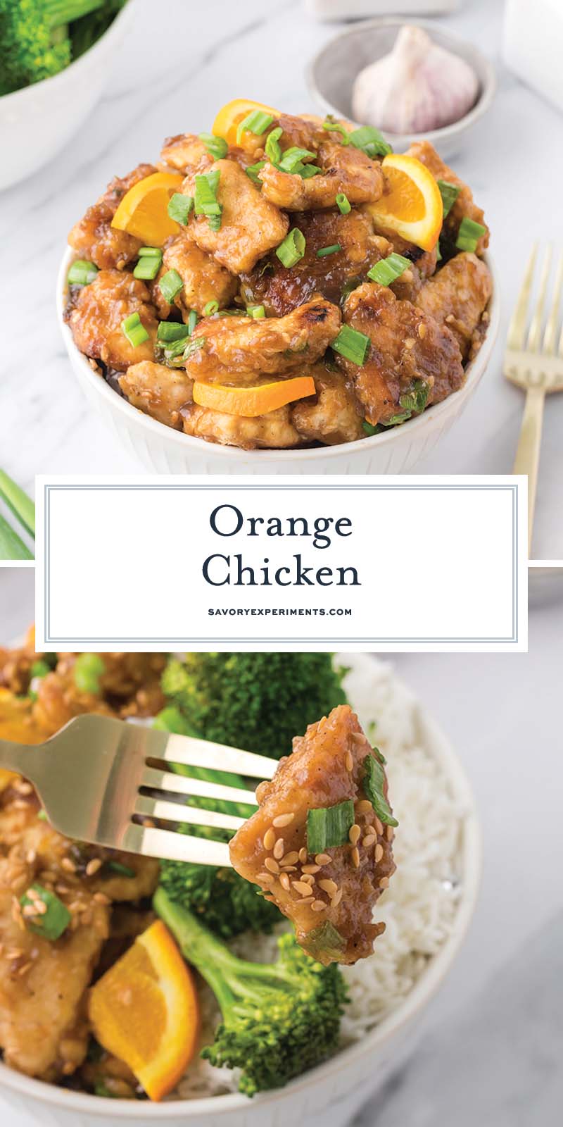 collage of orange chicken for pinterest