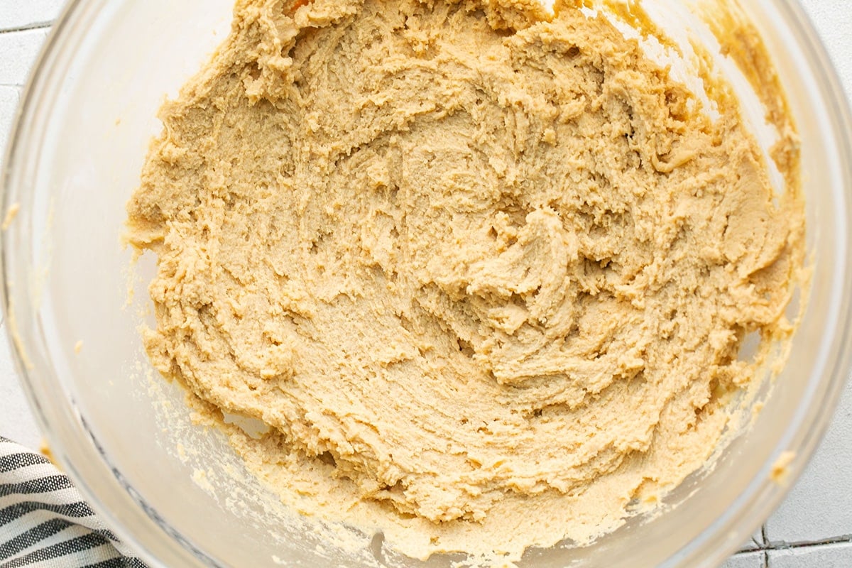 peanut butter cookie dough in a bowl