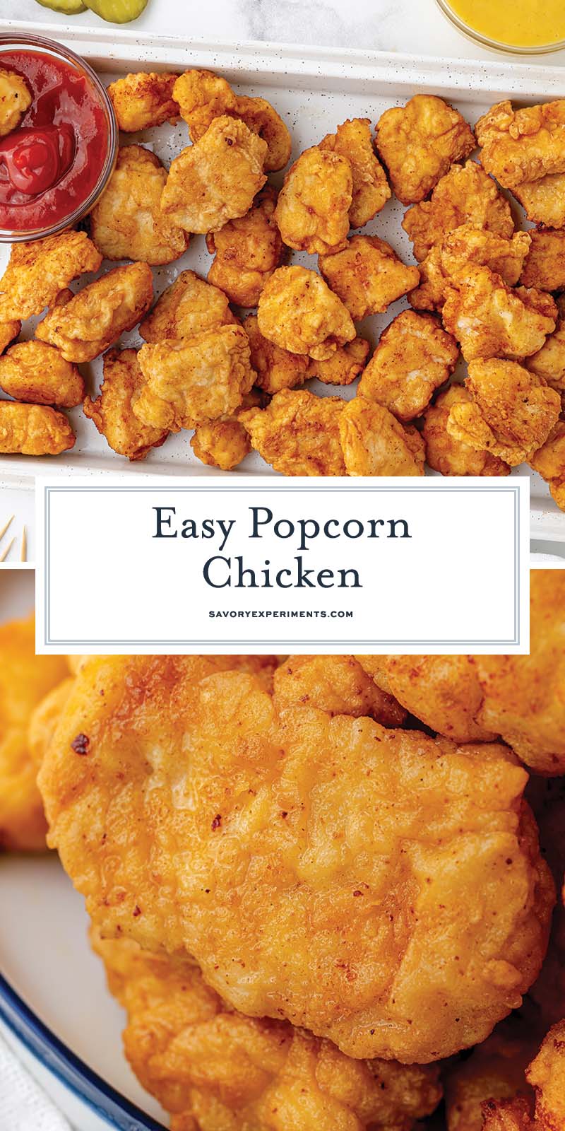 collage of popcorn chicken for pinterest