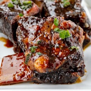 honey ginger short ribs on a plate