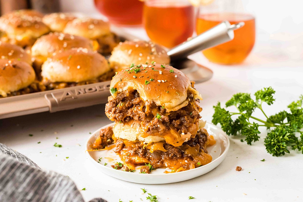 stack of two sloppy joe sliders