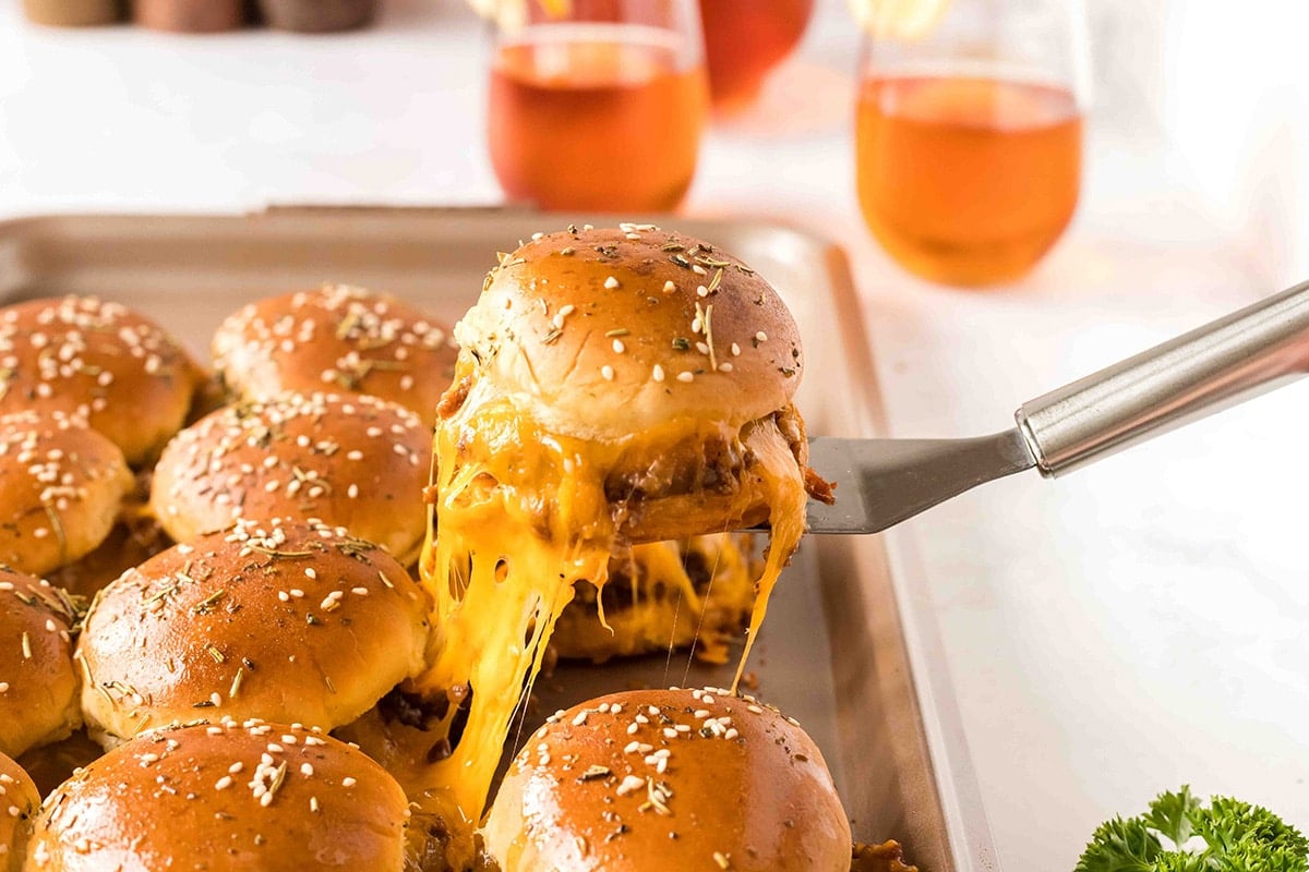 spatula grabbing sloppy joe slider