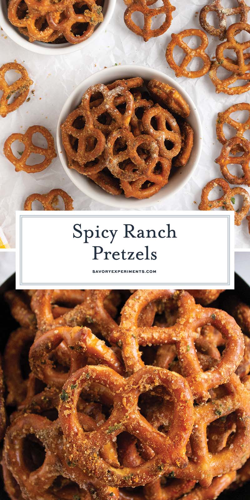 collage of spicy ranch pretzels for pinterest