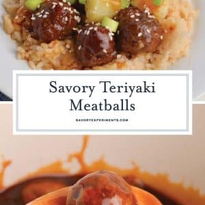 collage of teriyaki meatballs for pinterest
