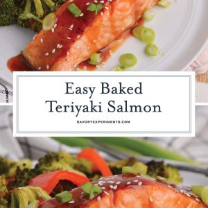 collage of baked teriyaki salmon