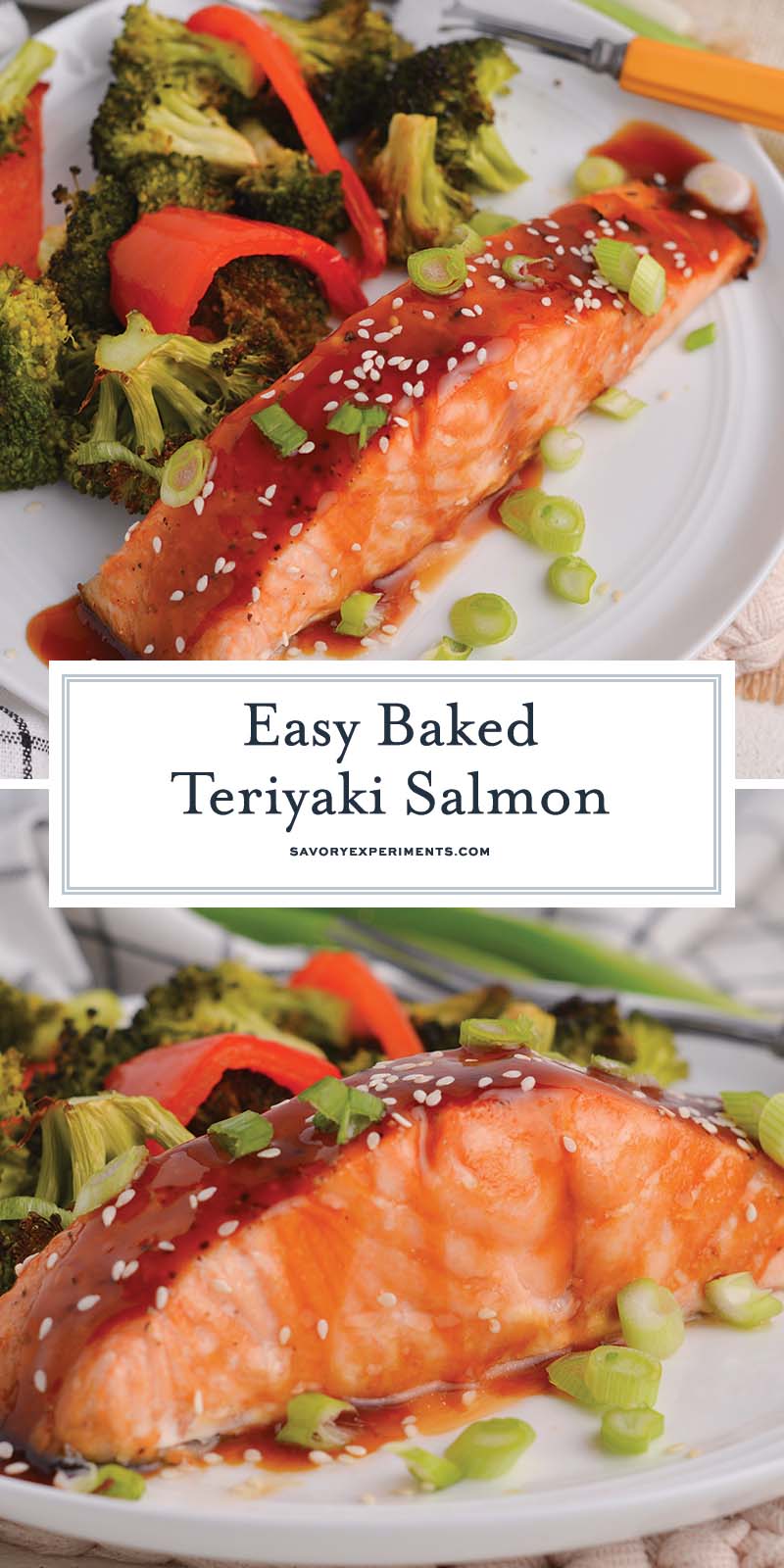 collage of baked teriyaki salmon