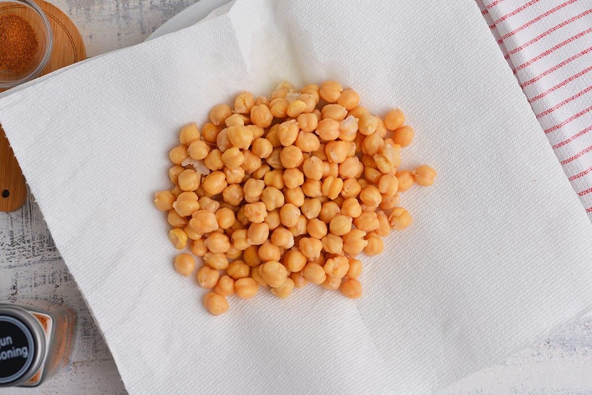 chickpeas on a paper towel