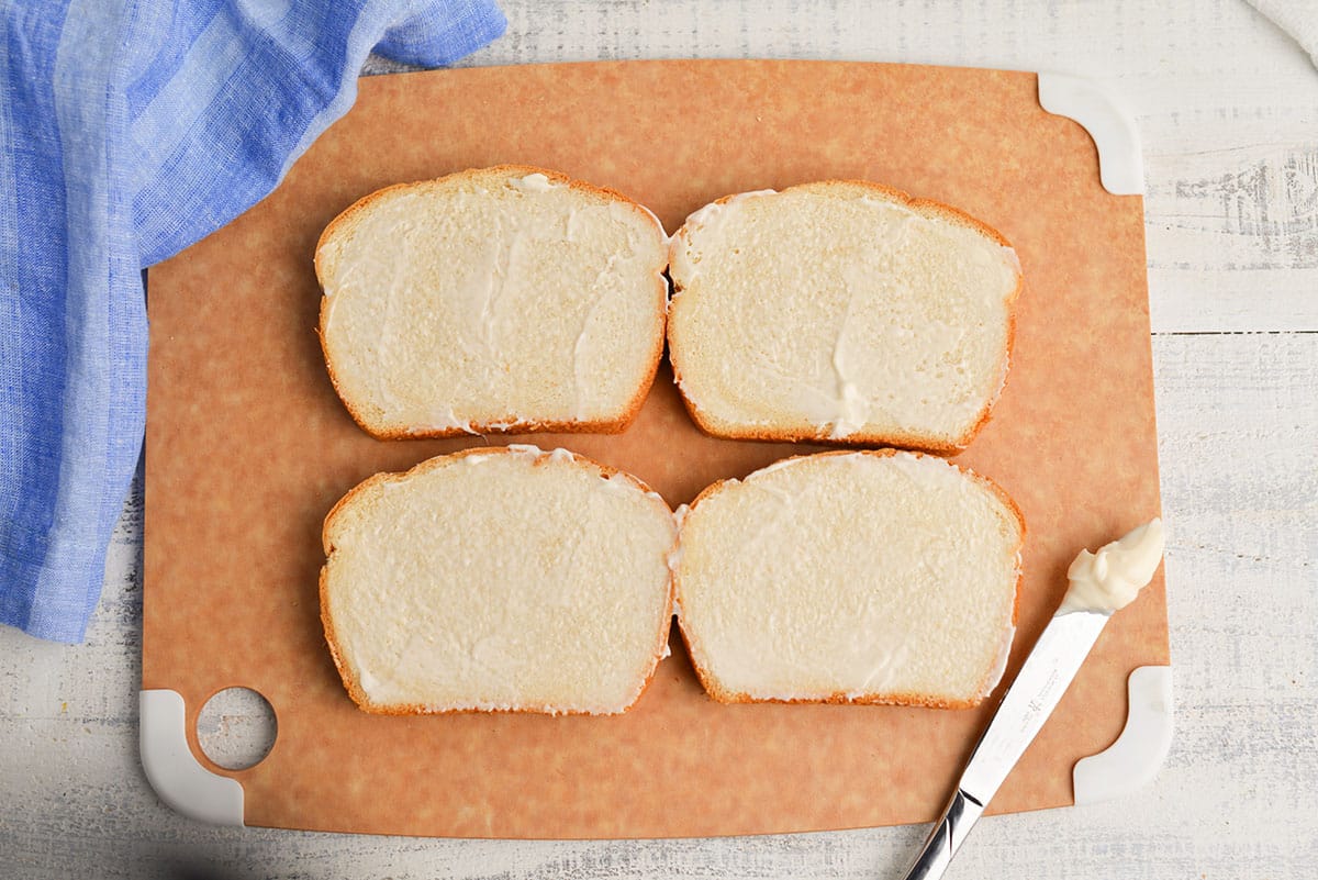 mayo spread on slices of bread