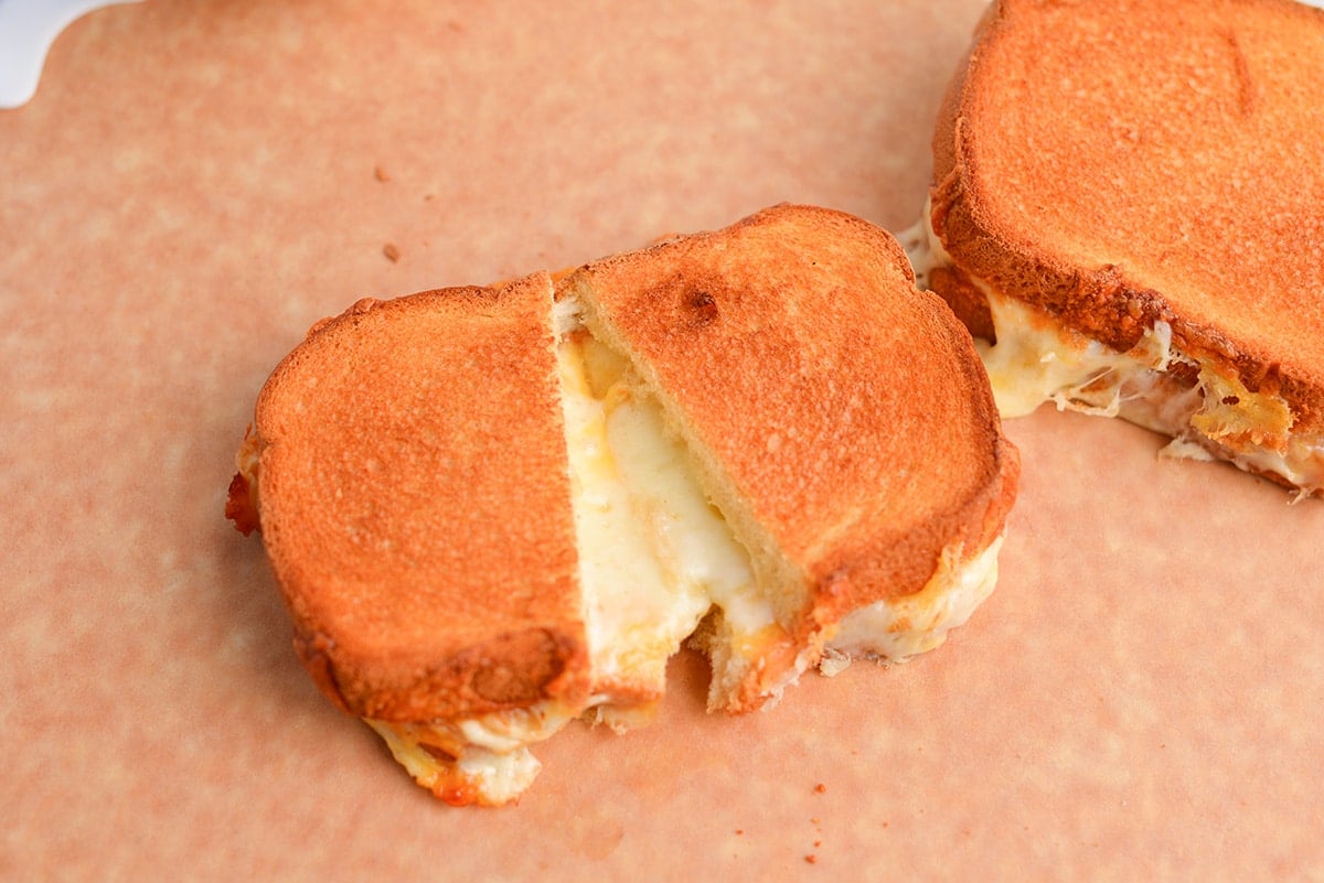 air fryer grilled cheese cut in half
