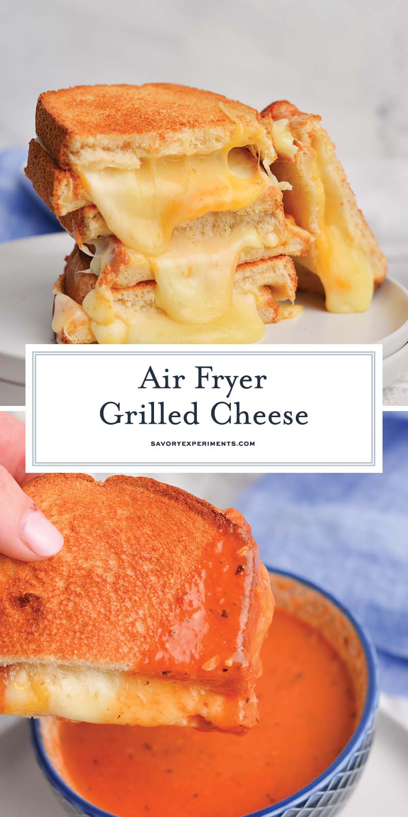 collage of air fryer grilled cheese for pinterest