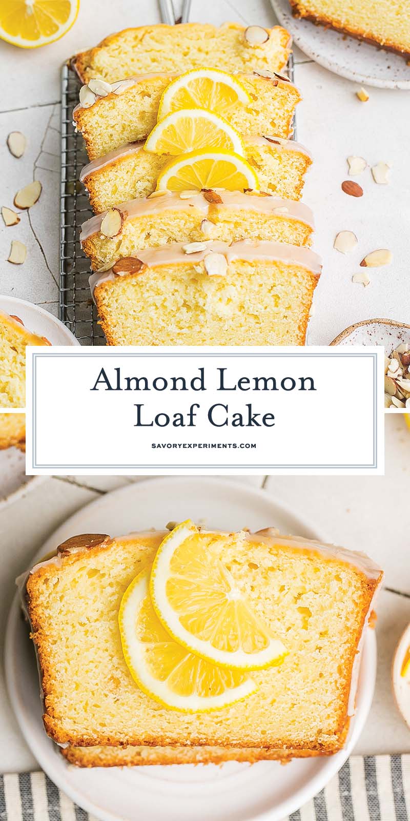 collage of almond lemon cake for pinterest