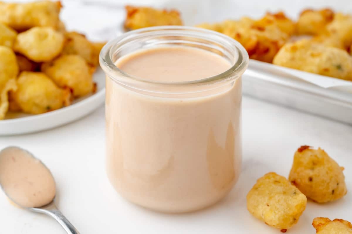 angled shot of bloom sauce in jar