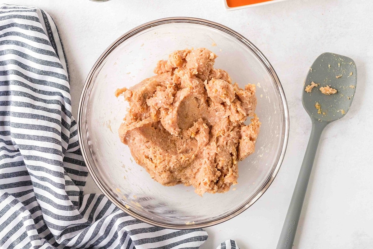 chicken meatball ingredients in a bowl