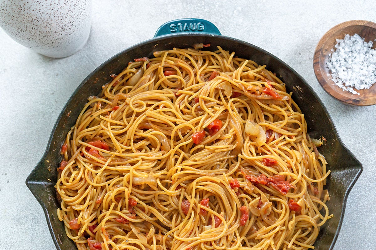 pasta in skillet