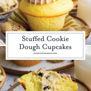 collage of cookie dough cupcakes for pinterest