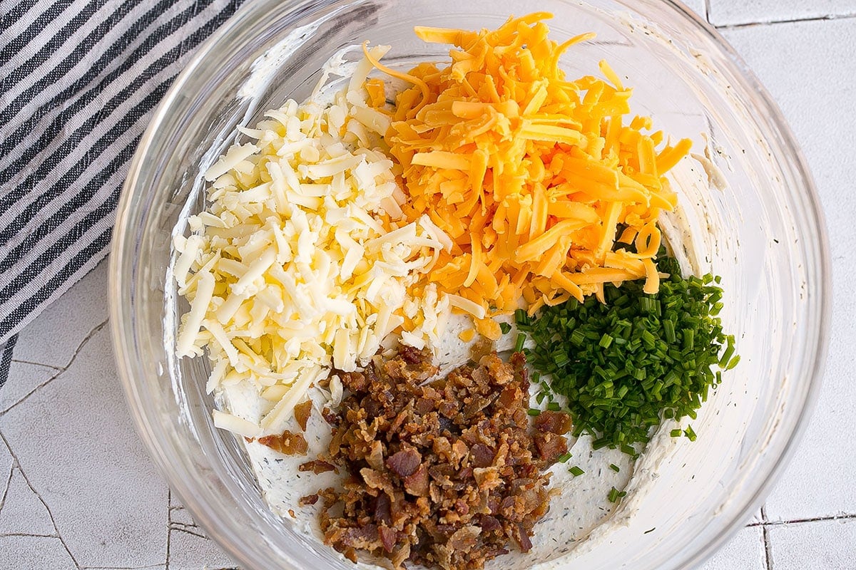 crack dip with cream cheese ingredients in a bowl - how to make crack dip