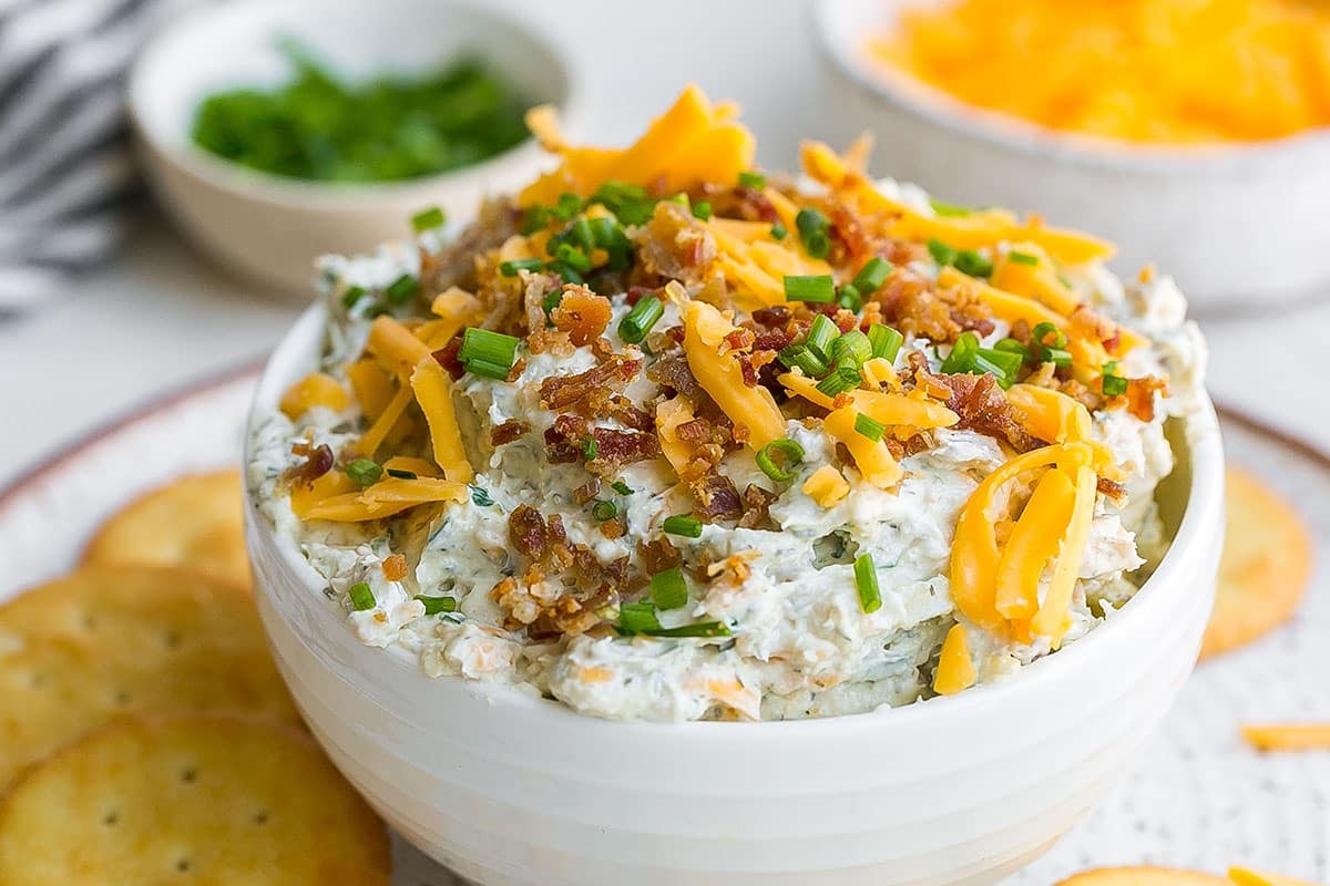 side shot of crack dip in a bowl