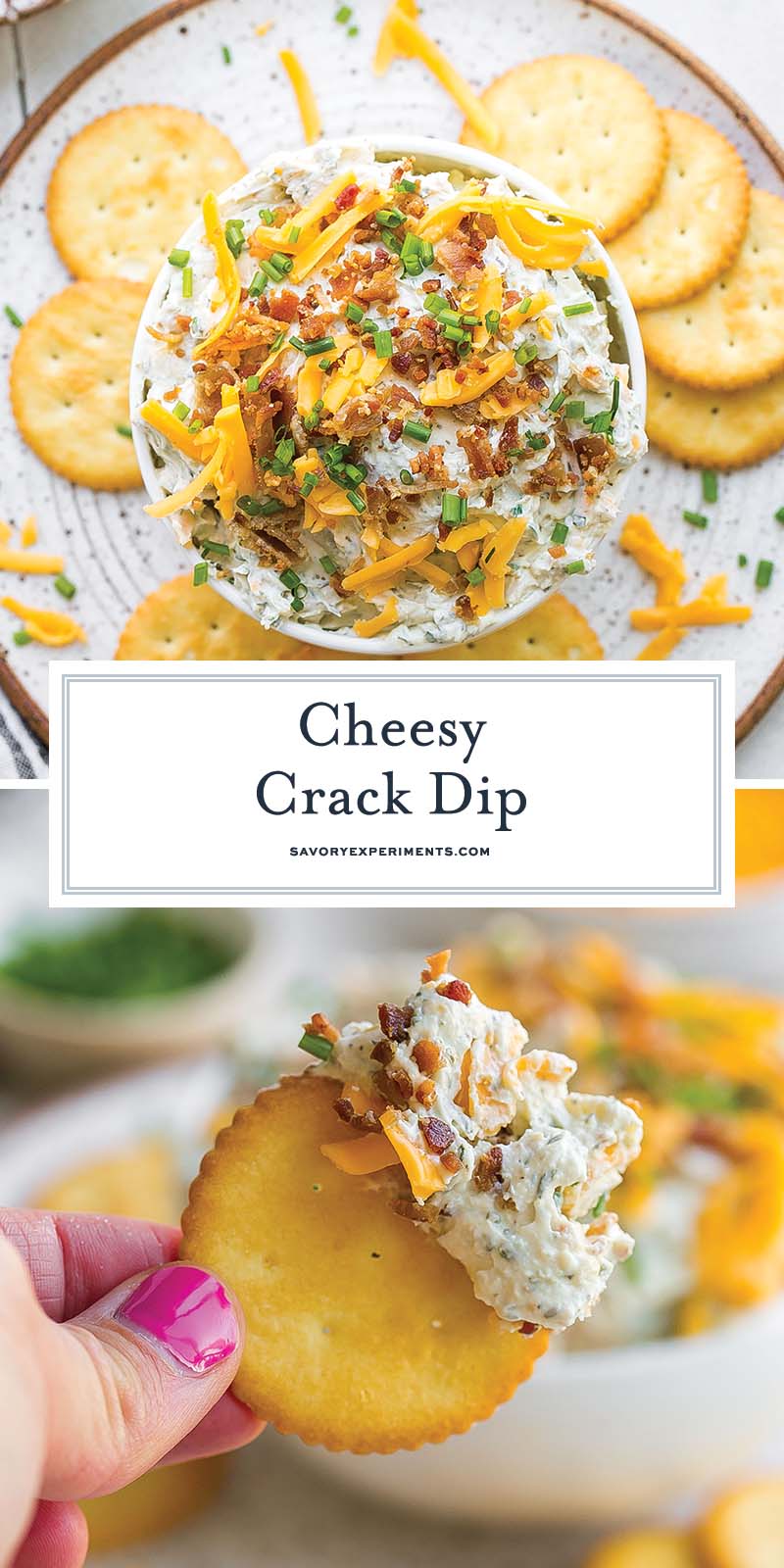 collage of crack dip for pinterest