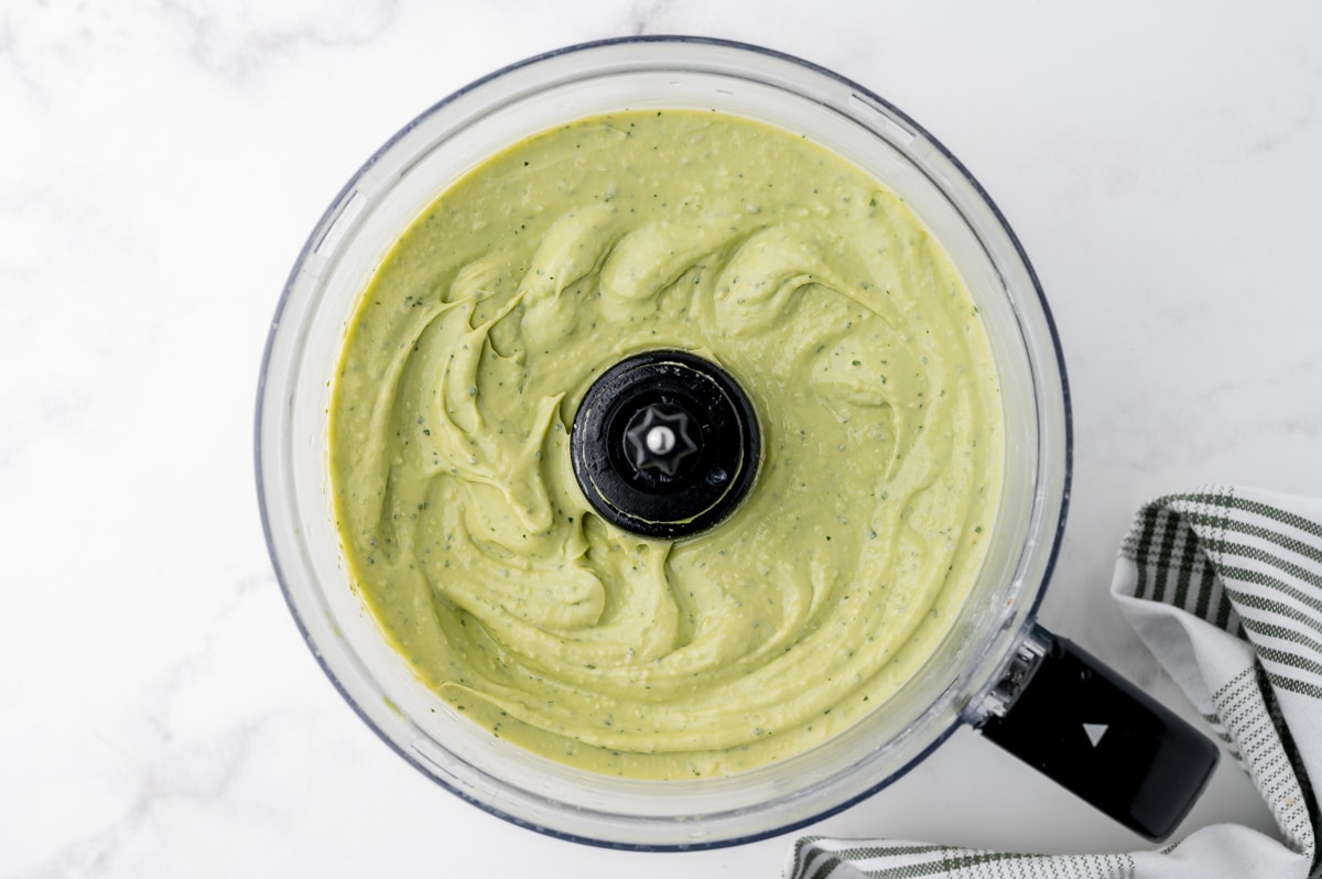 creamy avocado pasta sauce in food processor