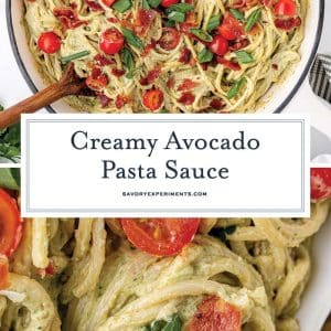 collage of creamy avocado pasta sauce pinterest
