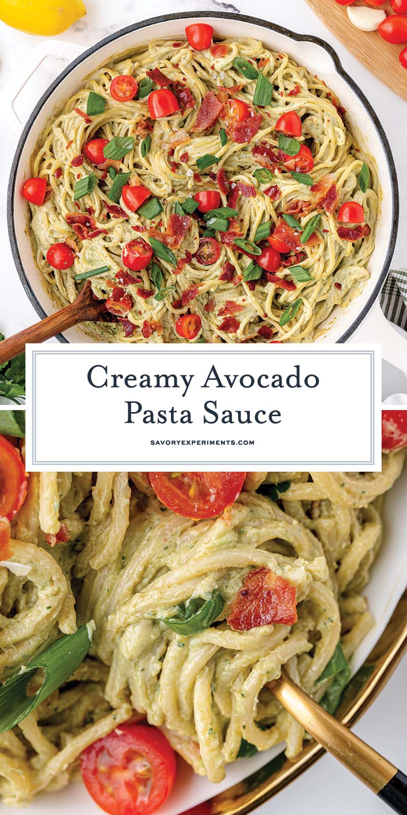 collage of creamy avocado pasta sauce pinterest