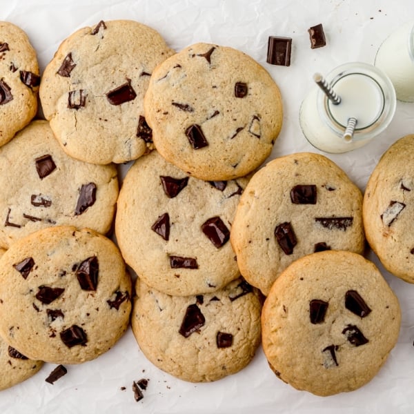 chocolate chip cookies with milk