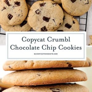 collage of copycat crumble cookies