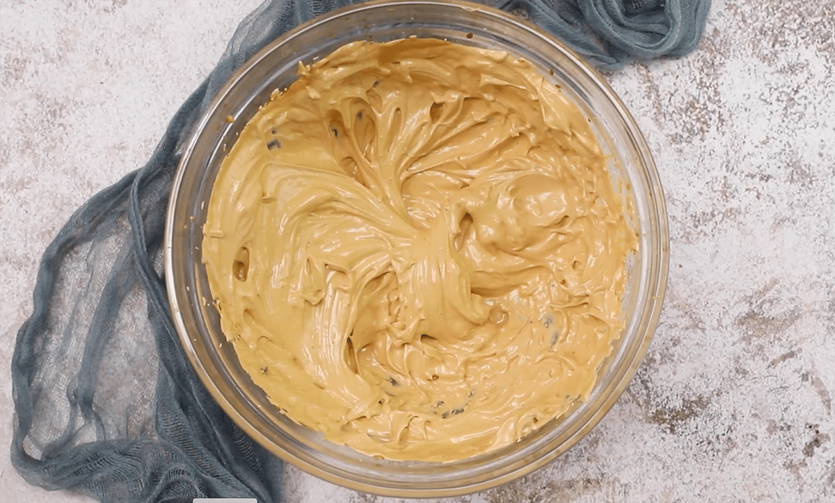 dalgona whipped coffee in a mixing bowl