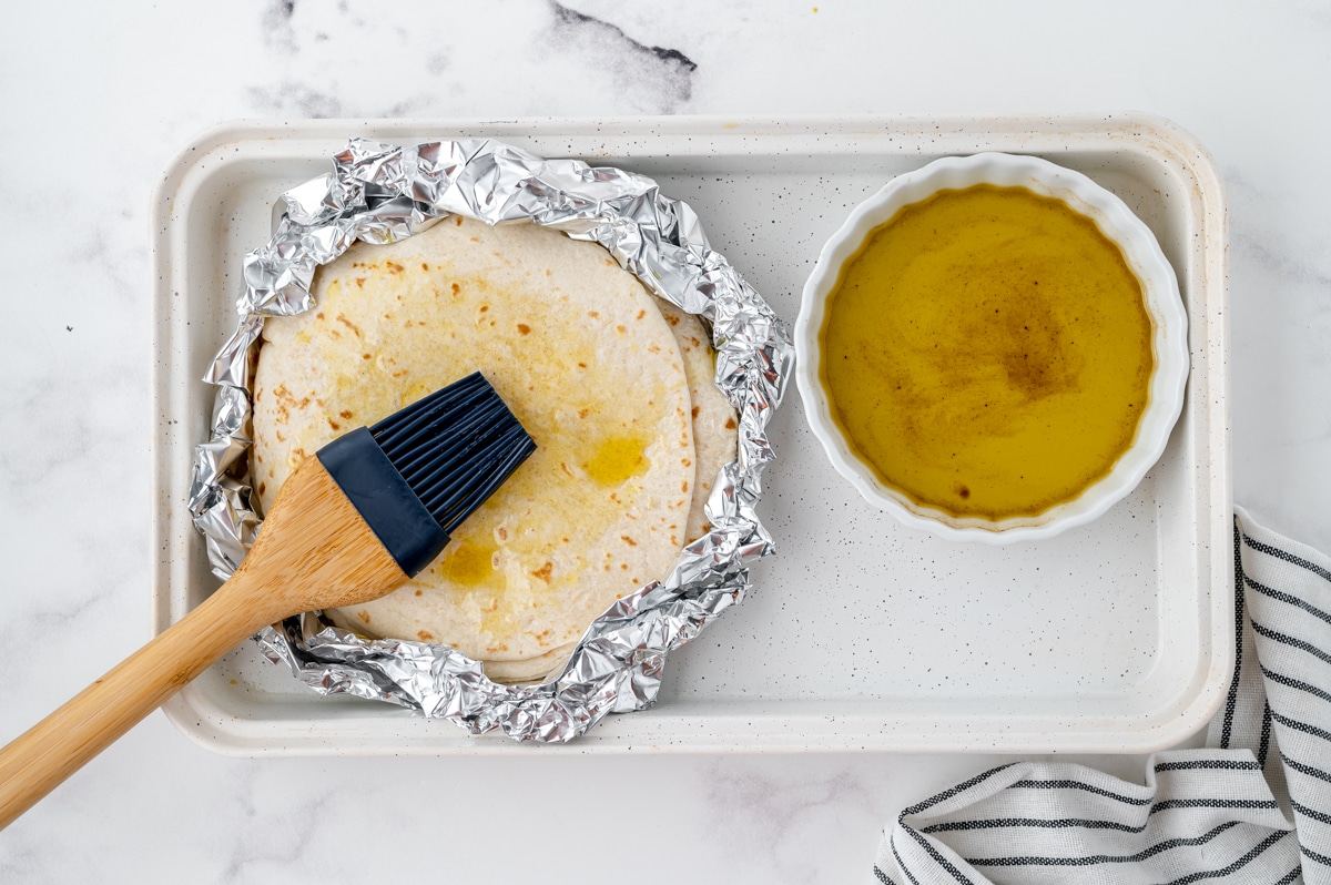 tortillas brushed with olive oil