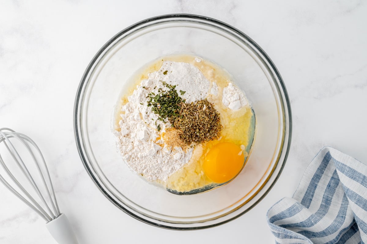 beer batter ingredients in bowl