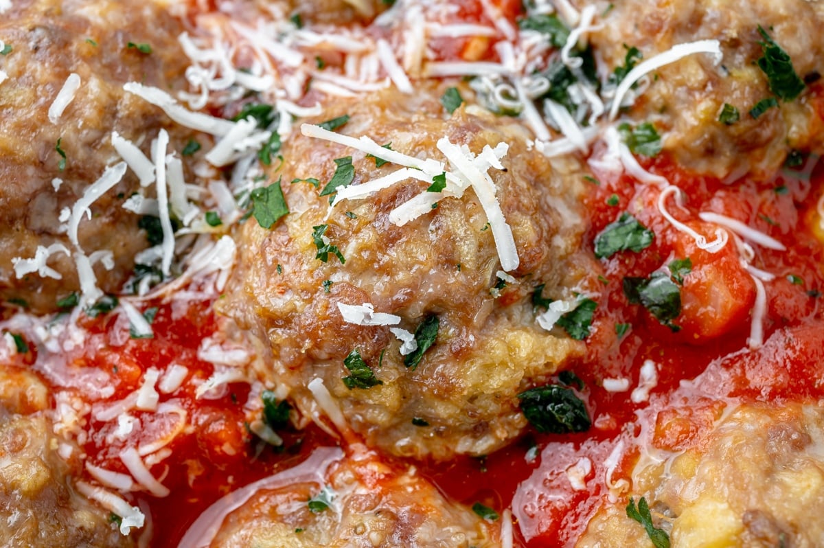 super close up of best homemade meatball ever