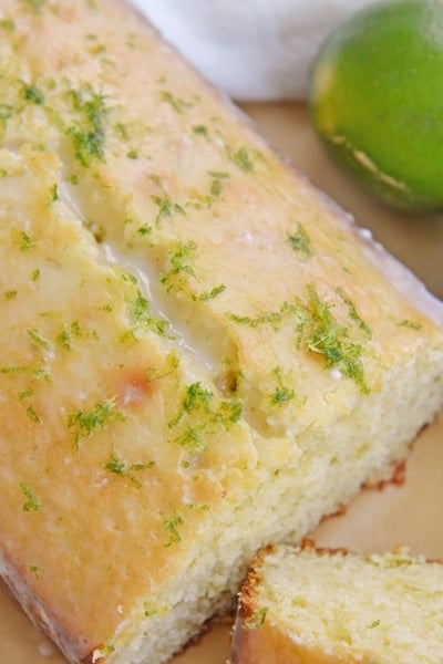 Sliced key lime pound cake