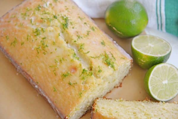 Sliced key lime pound cake
