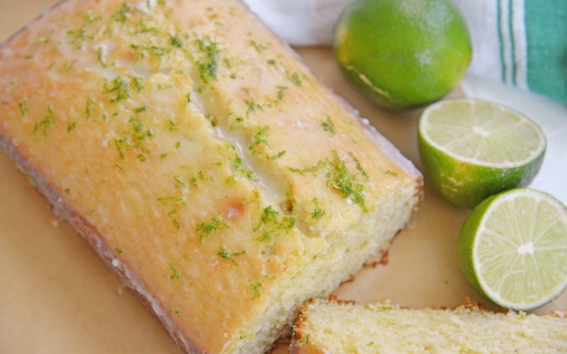 Sliced key lime pound cake