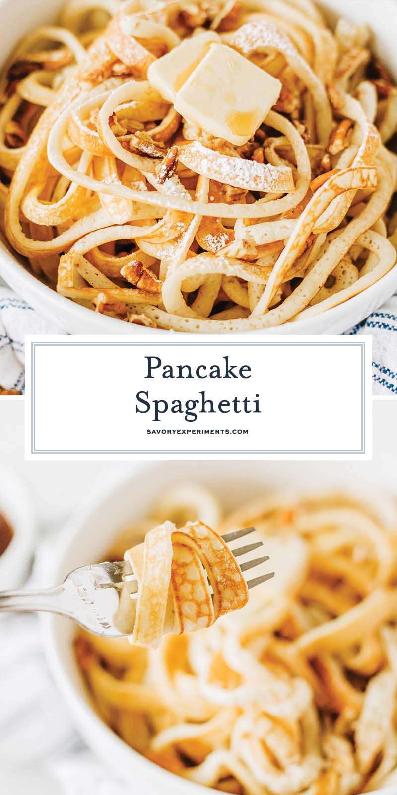 collage of pancake spaghetti for pinterest