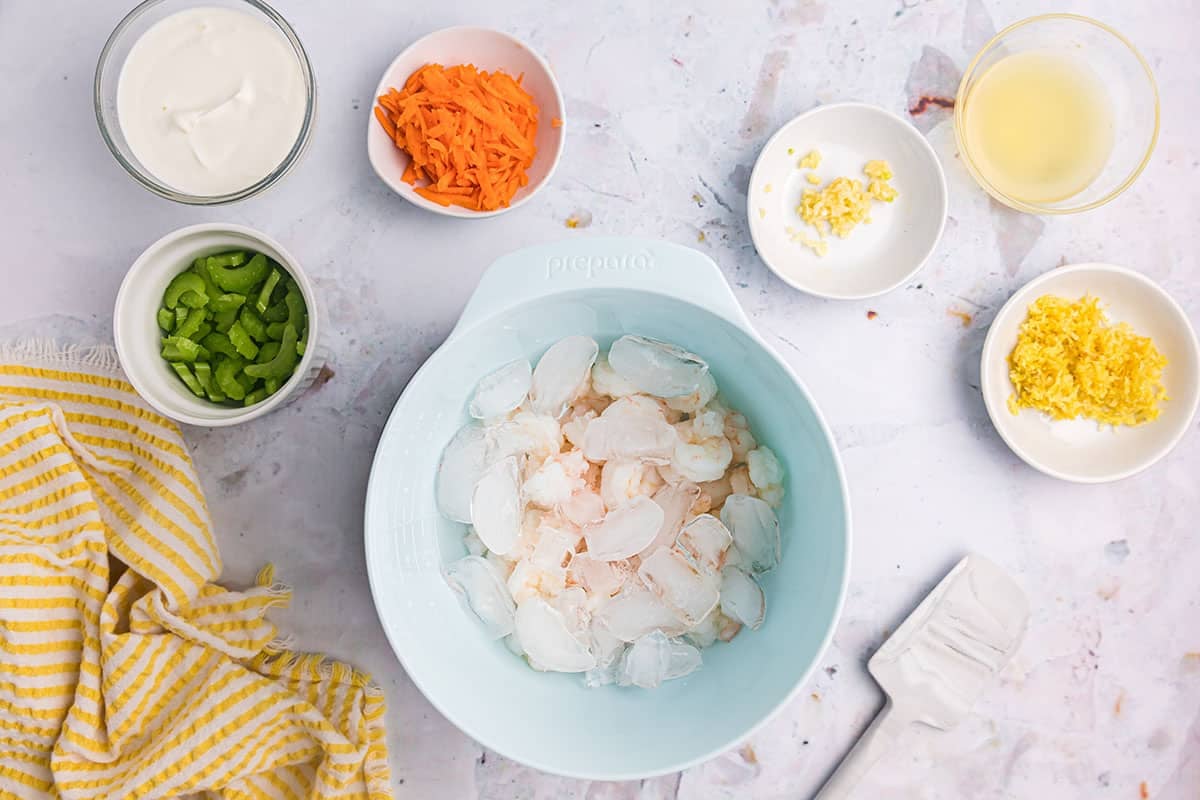 shrimp in a bowl of ice