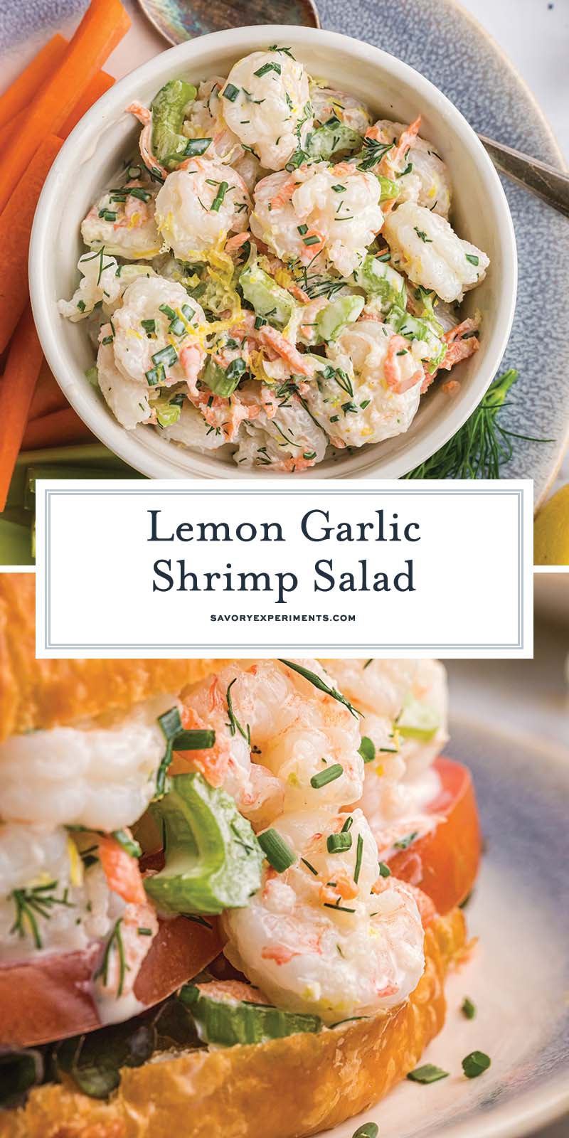 collage of shrimp salad for pinterest