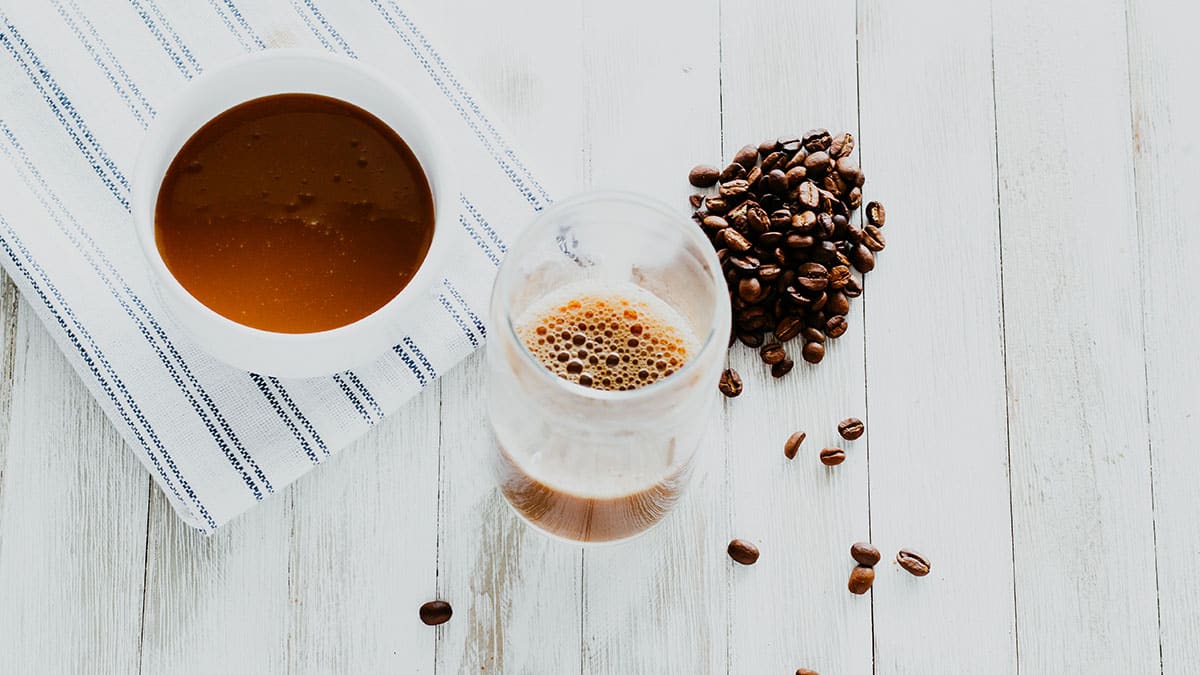 espresso and white chocolate in a glass