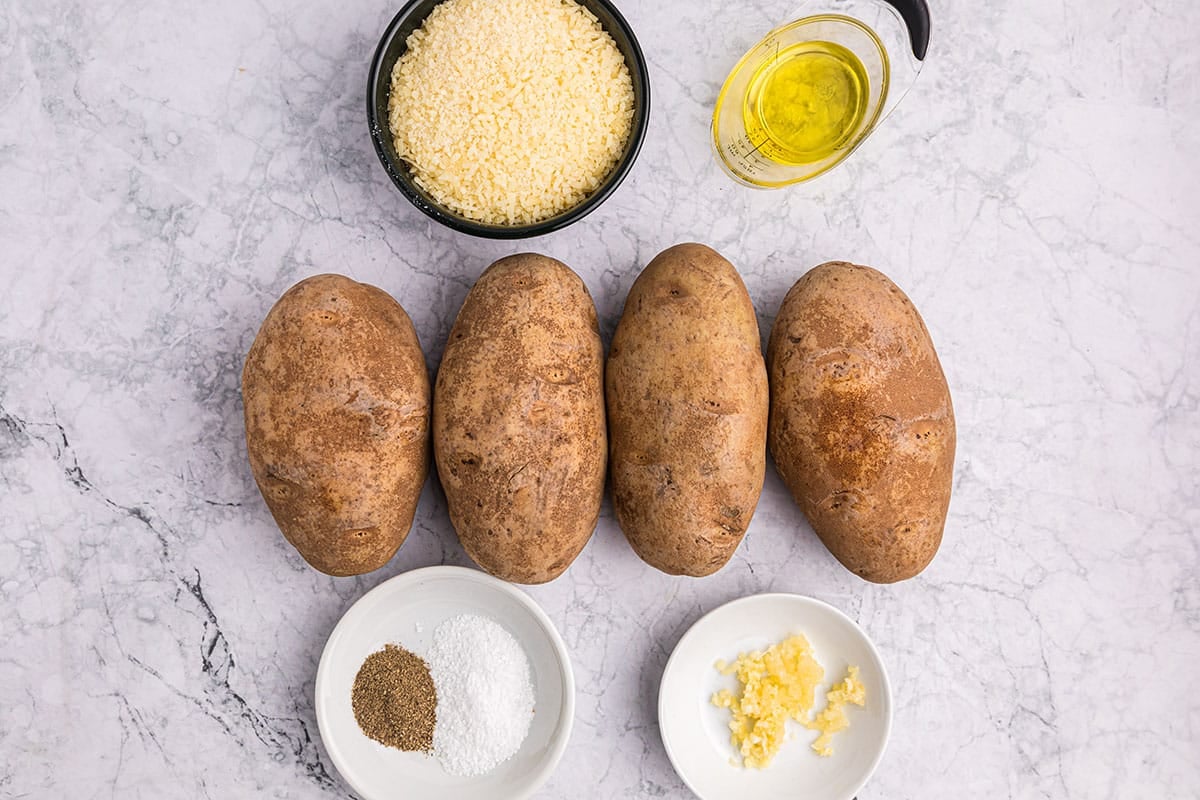 overhead shot of truffle fries ingredients