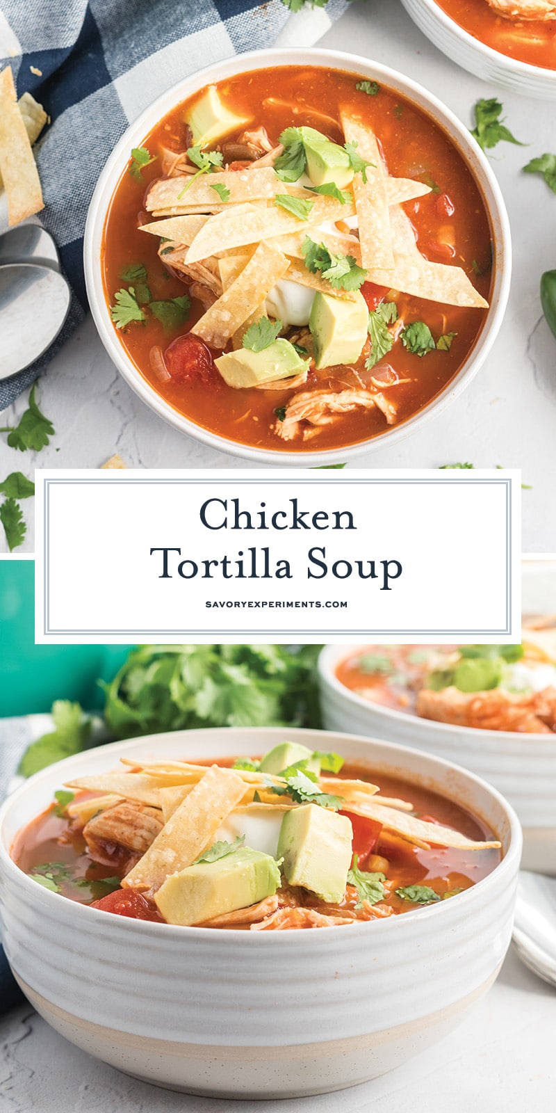 collage of chicken tortilla soup for pinterest
