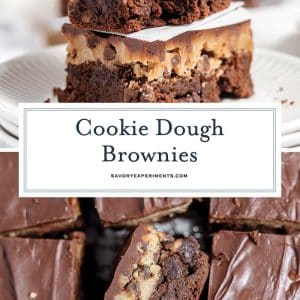 collage of cookie dough brownies for pinterest