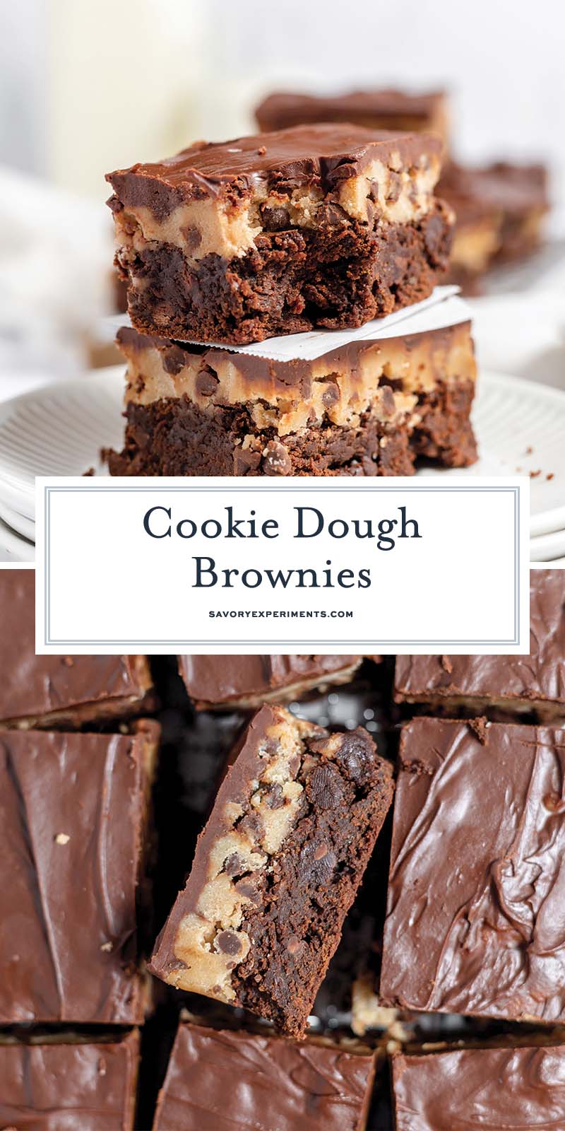 collage of cookie dough brownies for pinterest