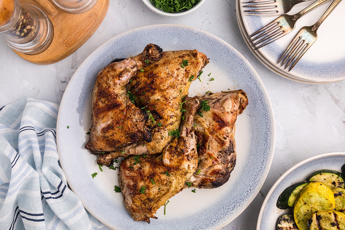 overhead shot of fireman chicken on a plate